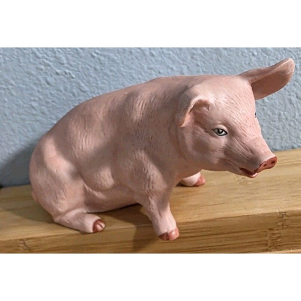 Vintage Royal Crown Derby Porcelain Pig Figurine Realistic 6" X 4" Farm Decor